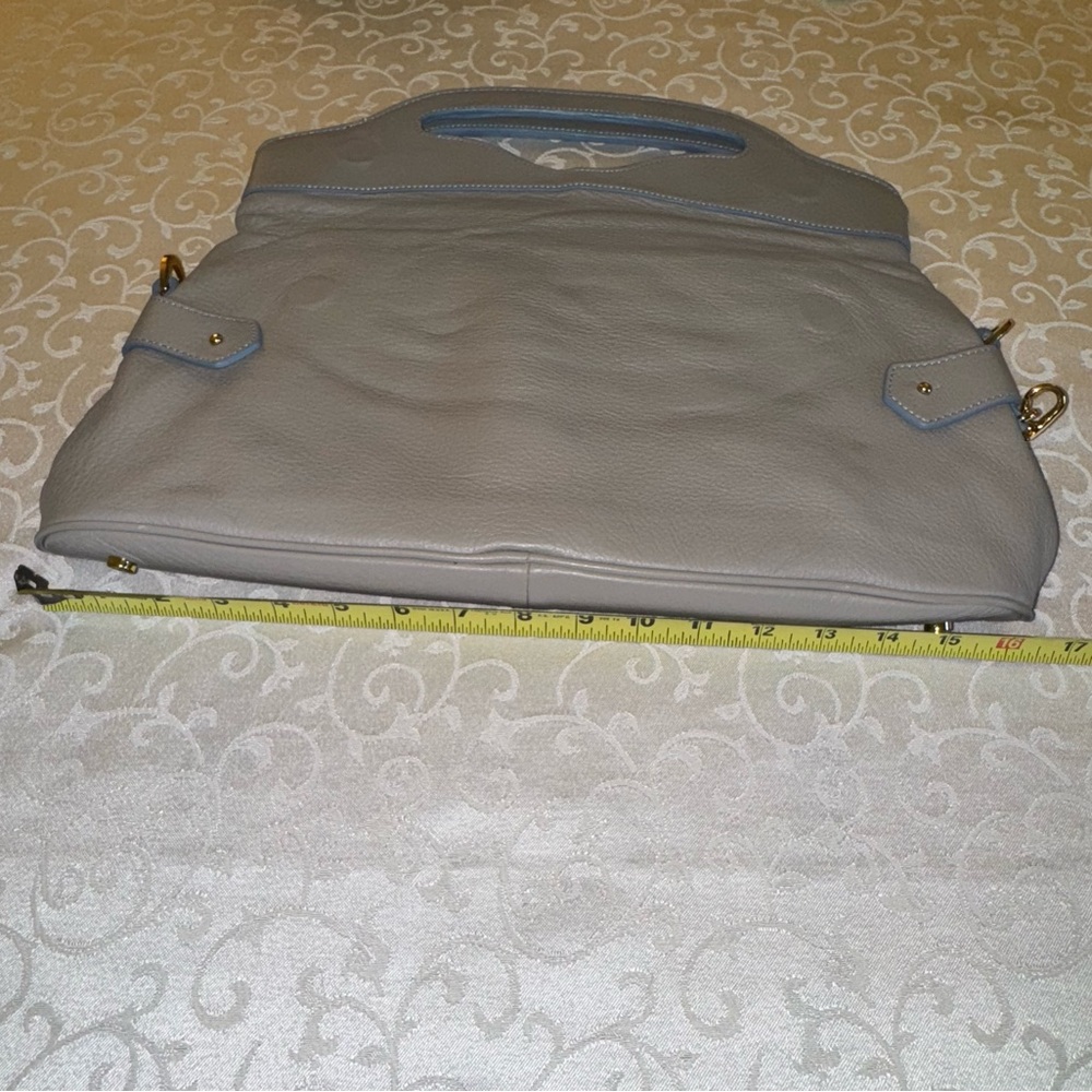 Barr & Barr Gray Leather Fold Over Bag - Picture 10 of 16